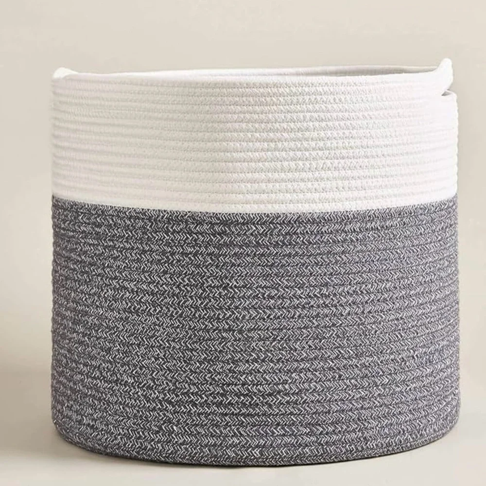 Cotton Rope Basket  Set Of 2 15x13 In